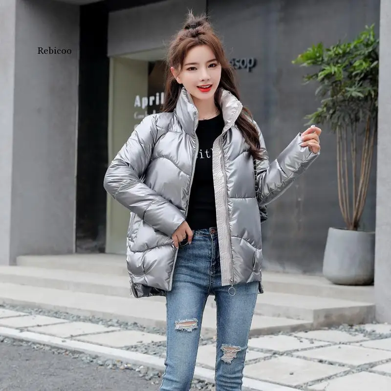 Women Cotton Jacket Glossy Bright Winter Coats for Women's Waterproof Cotton Coat Female Winter Warm Thick Parka