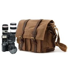 

Leather Canvas Camera Bag Vintage DSLR SLR Messenger Shoulder Bag