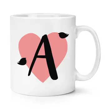 

Letter A Heart Alphabet 10oz Mug Valentines Day Cute Love Coffee Ceramic Mug