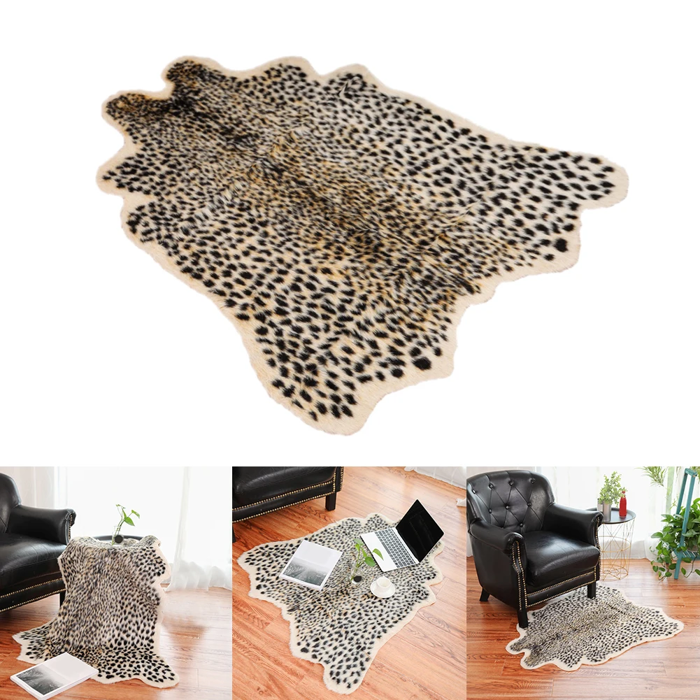 

Mat Animal Print Simulation Home Artificial Fur Fashion Living Room Kitchen Non-Slip Rugs Large Soft Carpet Leopard