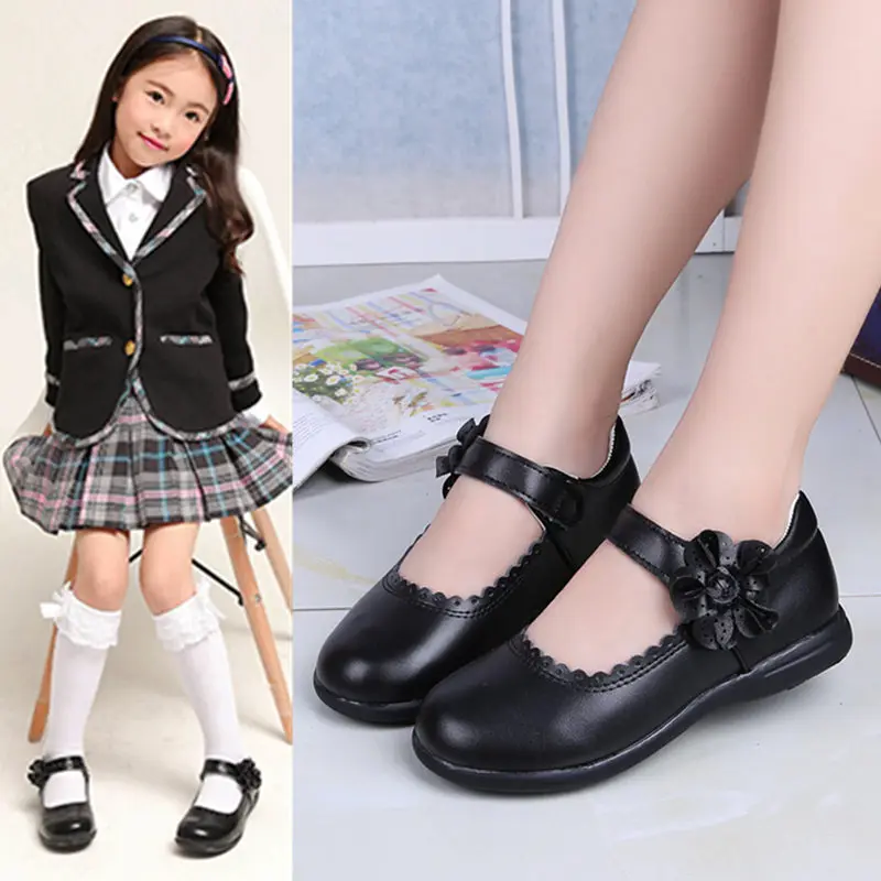 Red pink White Black Childrens Girls Leather Shoes Girls Princess Shoes kids school student Dress Shoes 4 5 6 7 8 9 10 11 12-15T