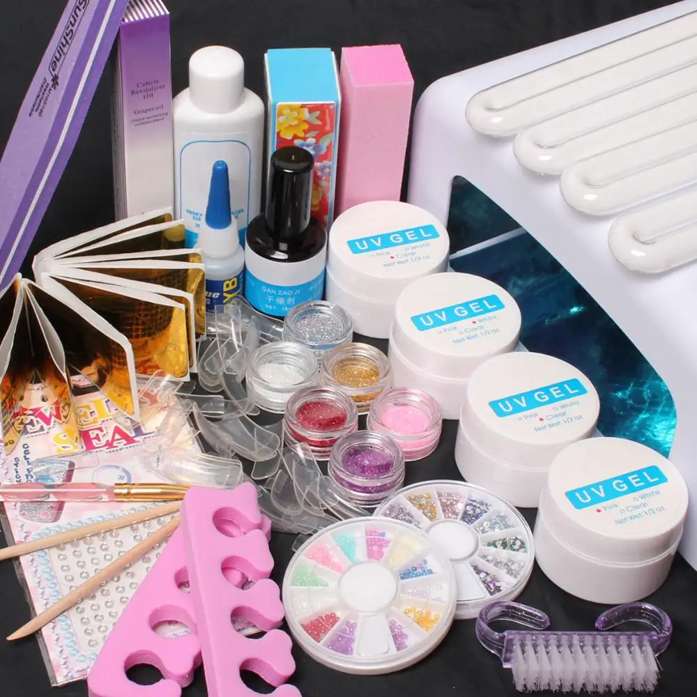

Professional 36W UV Dryer Lamp Glitter Powder French Nail Art Tips Gel Tools DIY Kit Set