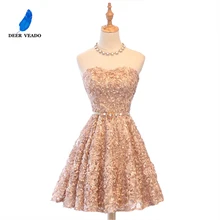 DEERVEADO robe de bal ligne a, courte, Sexy, dos nu, longueur genou, robes de fête, Photos réelles, modèle 2020 