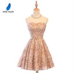 DEERVEADO XYG702 A-Line Sweetheart Short Prom Dresses 2020 Sexy Backless Lace-Up Knee-Length Party Dresses Prom Gown Real Photos