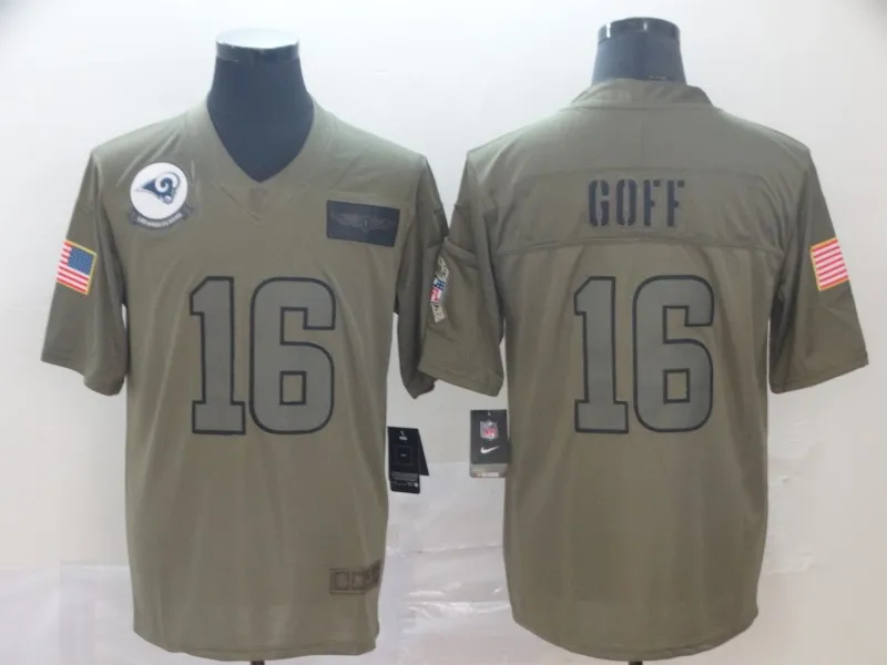 Стилизованный, Los Angel Jared Goff, Eric, Todd garley II, Aaron Donald, Nick Foles Elite для мужчин rams Jersey Olive/Gold
