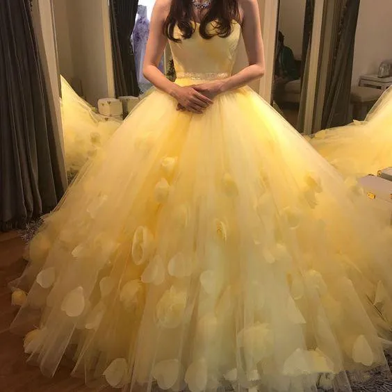 Платье принцессы бальные платья желтое vestidos de Quinceanera милое 15 лет платье без бретелек Цветочные платья для выпускного вечера размера плюс