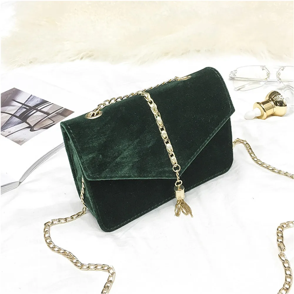Женская сумка на плечо из искусственной кожи с кисточками, женская сумка через плечо, модная сумка-мессенджер, маленькие сумки с клапаном для леди, Sac# YJ - Цвет: Green