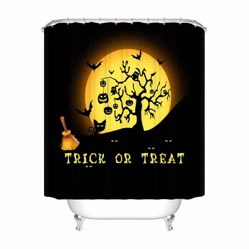 

Custom Waterproof Shower Curtain Face Cartoon Halloween Printed Bathroom Decor Various Sizes #180324-01-34