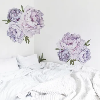 

Purple Peony Wall Stickers Bedroom Flower Wall Decals Removable Self-adhesive Vinyl Sticker for Wall Home Decoration