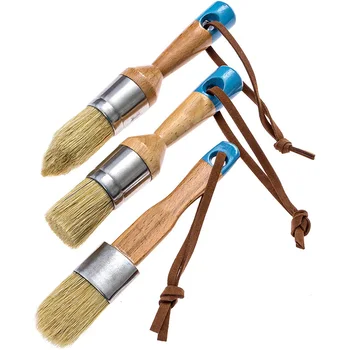 

Chalk & Wax Hand Made Pure Bristle Brush Set - Ergonomic Handles - Handmade(3 Piece)