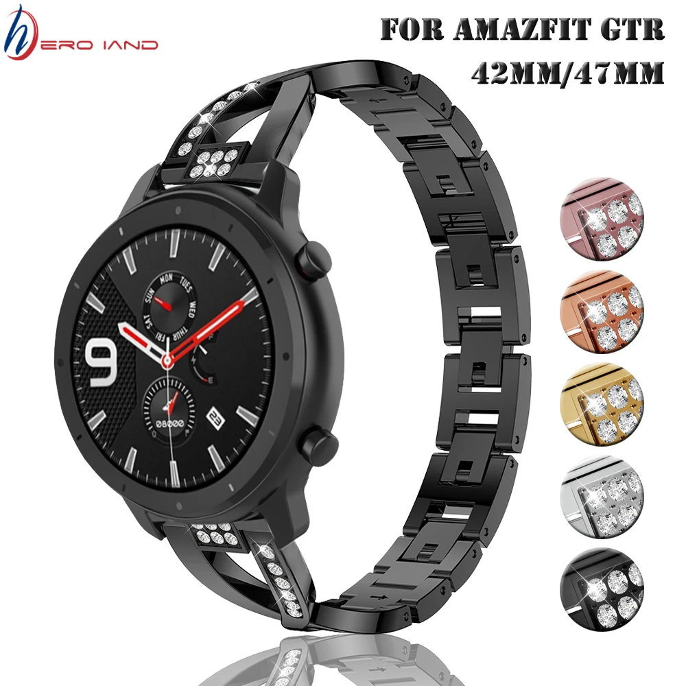 Металлический ремешок из нержавеющей стали для Xiaomi Amazfit Bip/Stratos 2/Pace/GTS GTR 42 мм 47 с