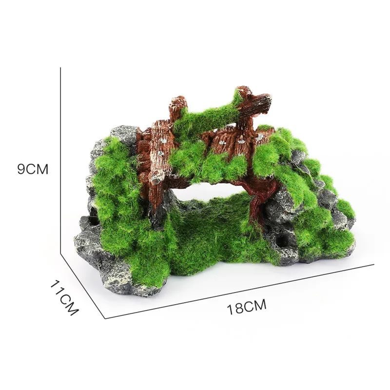 Auarium Украшение Моделирование смолы мох мост рыбы играть пещера Декор для аквариума Пейзаж орнамент