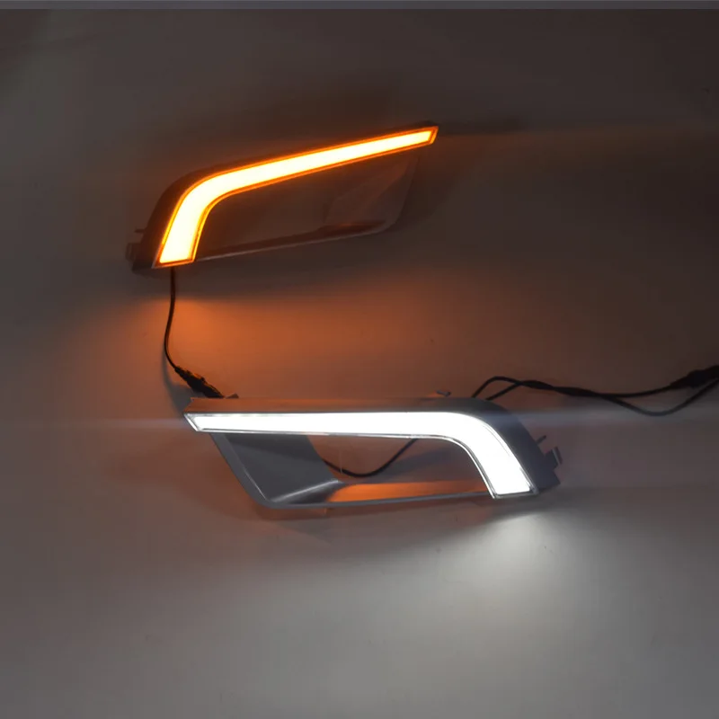 Автомобильный мигающий 2 шт. для Ford Ranger Wildtrak светодиодный DRL Дневной ходовой светильник дневной противотуманный фонарь желтый Поворотный Светильник