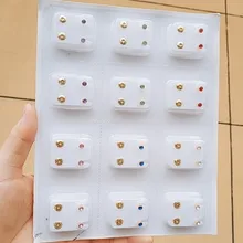 12 пар носочков на медицинские серьги Инструмент для пирсинга Наборы стержня уха Хирургические Сталь серьги штифты серьги комплект Для женщин ювелирные изделия шпилька-Сережка для пирсинга