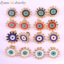 10 пар, Золотая шпилька, серьги высшего качества, ювелирные изделия, эмалированный глаз, цветок, серьги-гвоздики для женщин, девушек