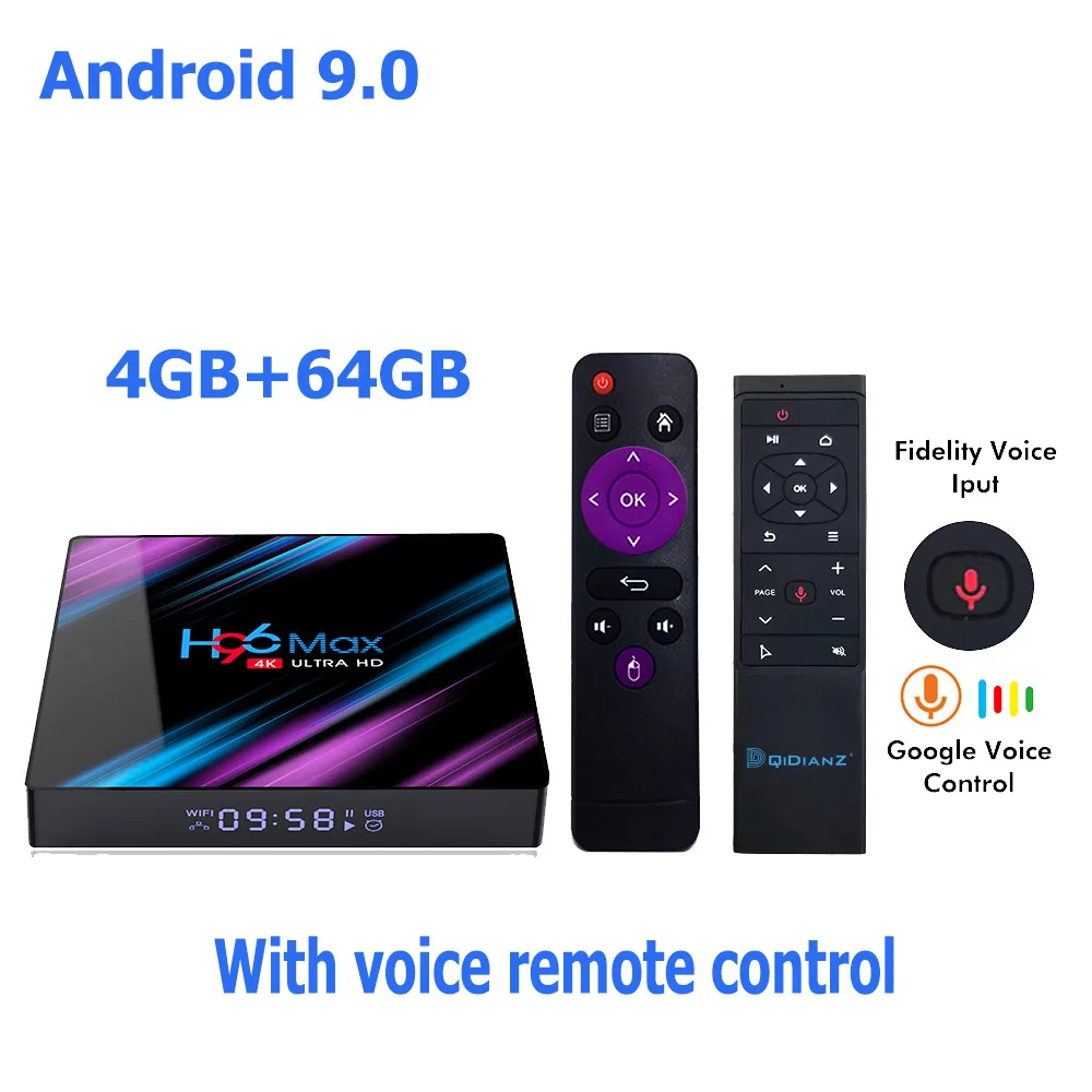 4G 64G MT12 Смарт ТВ-приставка H96max Android 9,0 Google Assistant 4K Dual Wifi BT Netflix медиаплеер Play Store бесплатное приложение быстрая приставка - Цвет: 4G 64G MT12