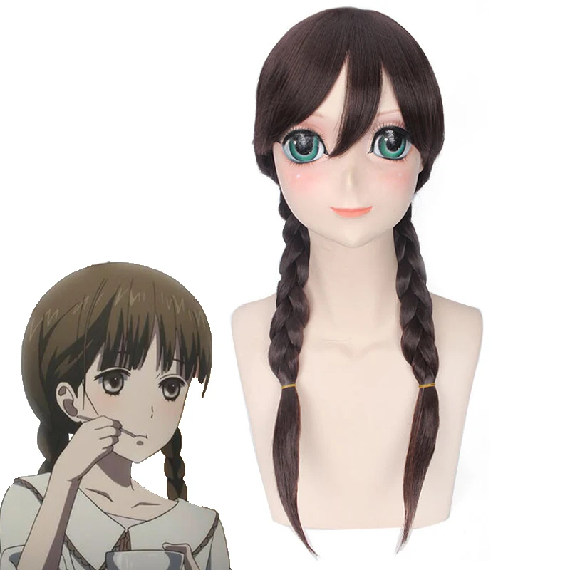 

Anime Suzuhara Izumiko the Young Girl Dark Brown Double Long Braid Synthetic Hairpiece Costume Cosplay Wigs+ Wig Cap