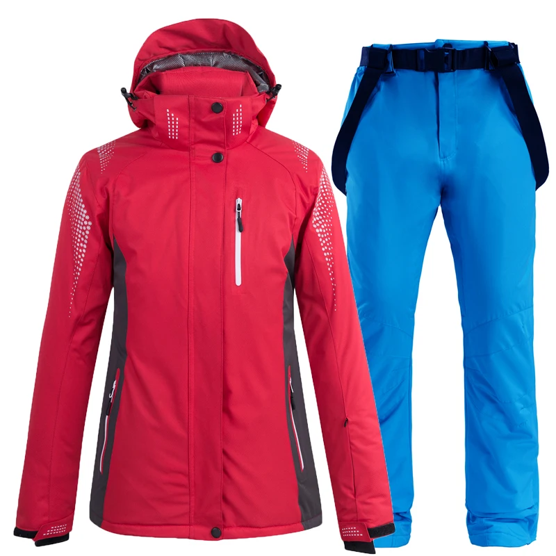 10K лыжный костюм для мужчин и женщин Зимняя уличная водонепроницаемая ветрозащитная влагостойкая теплая зимняя куртка и брюки одежда - Цвет: A2