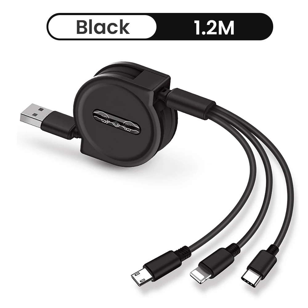 long android charger 120cm 3 In 1 USB Charge Cable for iPhone 13 12 Micro USB Type C Cable Retractable Portable Charging Cable For iPhone X 8 Samsung hdmi cord for iphone Cables