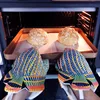 1PC Cute Cartoon Cat Paws Oven Mitts Long Cotton Baking Insulation Microwave Heat Resistant Non-slip Gloves Animal Design 2