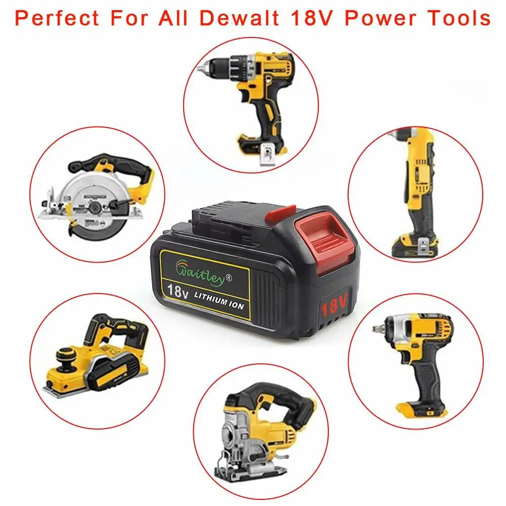 Waitley DCB184 18 в 5.0Ah сменная батарея совместима с Dewalt 20 в 5000 мАч/5Ah Max XR Инструменты 18 в DCB200 DCS355N-XJ, DCS551N