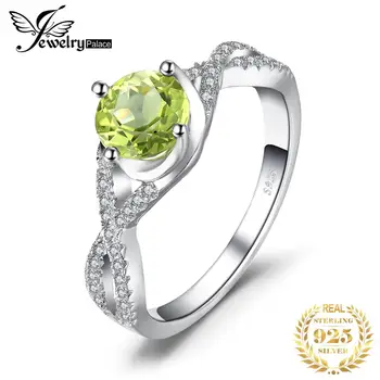 

JewelryPalace Classic Infinity 1.4ct Genuine Peridot White Topaz Anniversary Ring For Women Pure 925 Sterling Silver Jewelry