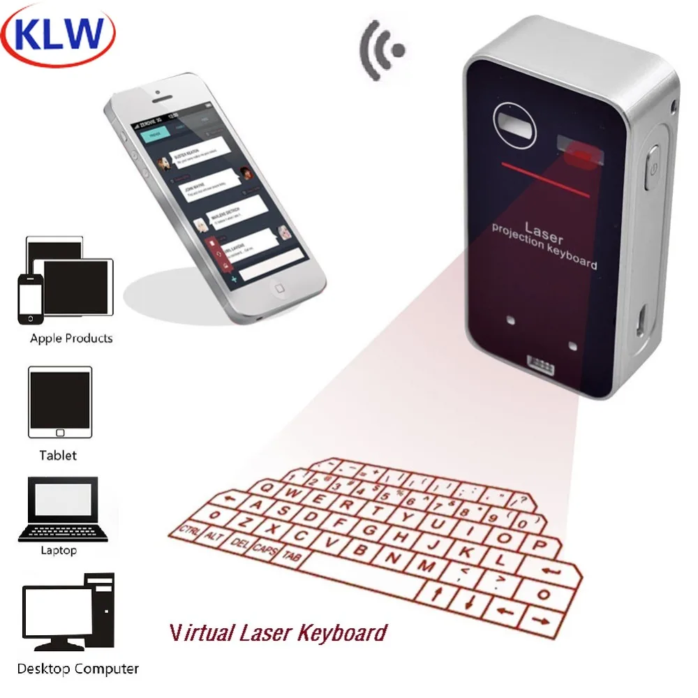 Klwenglish-teclado sem Fio Bluetooth Virtual Laser Mini Teclado Portátil para Computador Telefone Pad Laptop Telefone