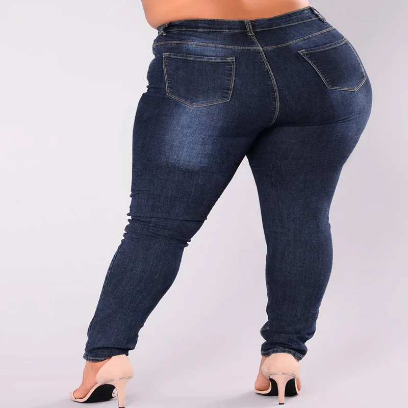 Женские Стрейчевые джинсы большого размера 4XL 5XL 6XL 7XL 8XL талия 105 см Высокая талия тонкие джинсовые модные штаны