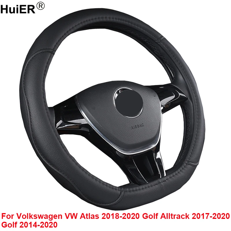Чехол рулевого колеса автомобиля из искусственной кожи HuiER D Shape для Volkswagen Atlas 2018 on