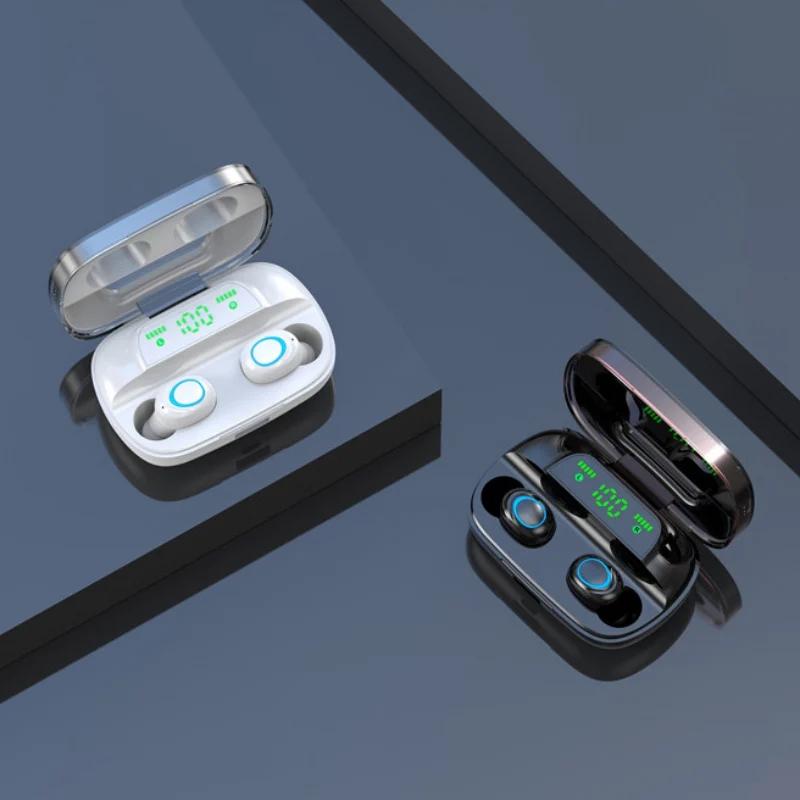 TWS Bluetooth гарнитура 5,0 истинная Беспроводная Двусторонняя стерео с цифровым дисплеем(белый