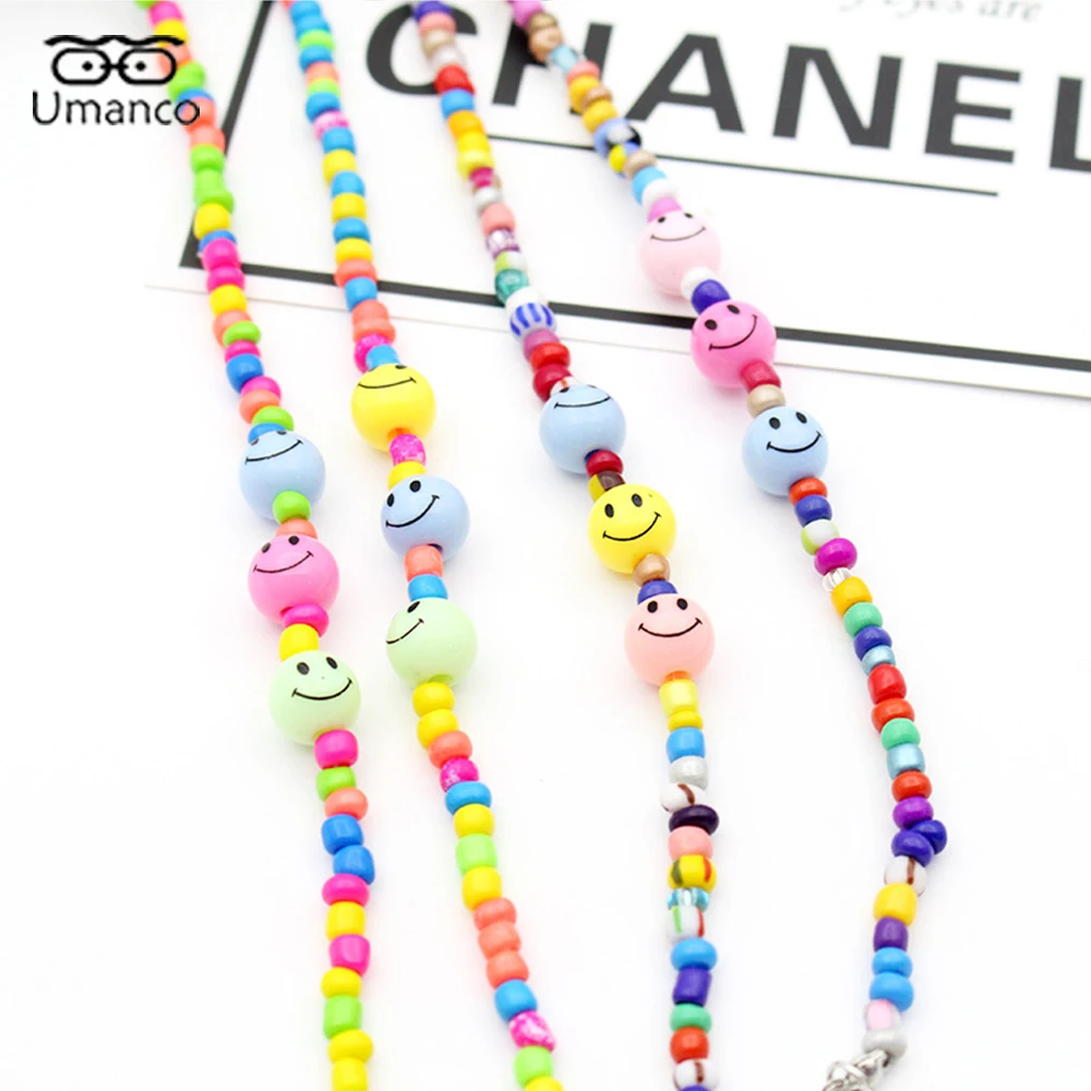 

70cm Smile Acrylic Beads Sunglasses Chain For Women Kids 2021 Trendy Mask Glasses Chain Anti Drop Lanyard Eyeglasses Accessories