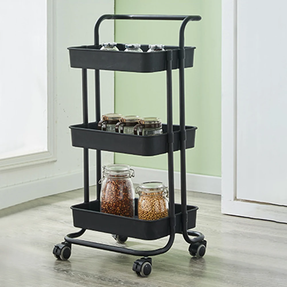 3-Tier Rolling Utility Cart Kitchen Trolley Storage with Lockable Wheel and Handle Multifunction Heavy Duty | Дом и сад