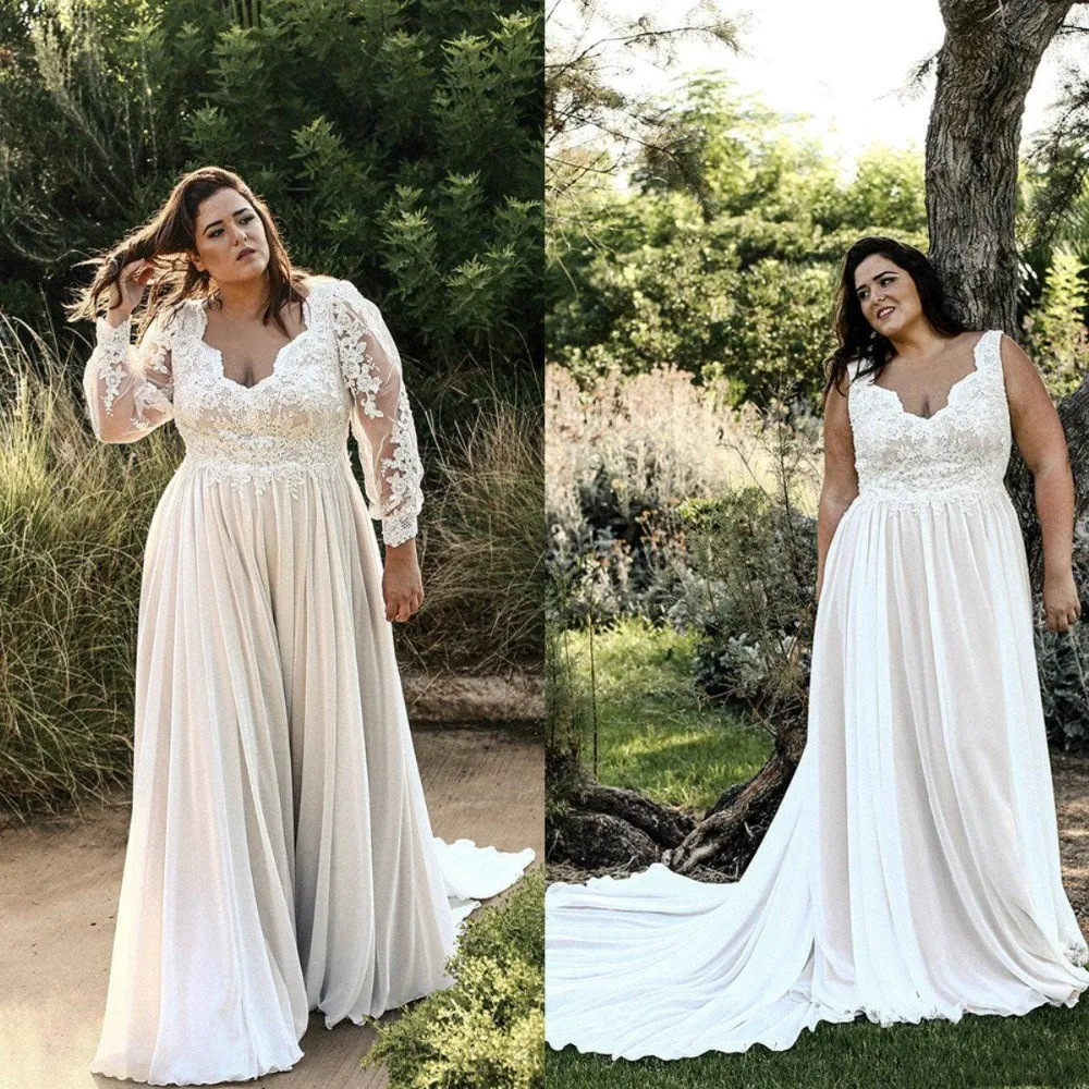 Элегантные свадебные платья размера плюс robe de mariee Кружевная аппликация свадебная одежда на заказ с длинным рукавом цвета слоновой кости