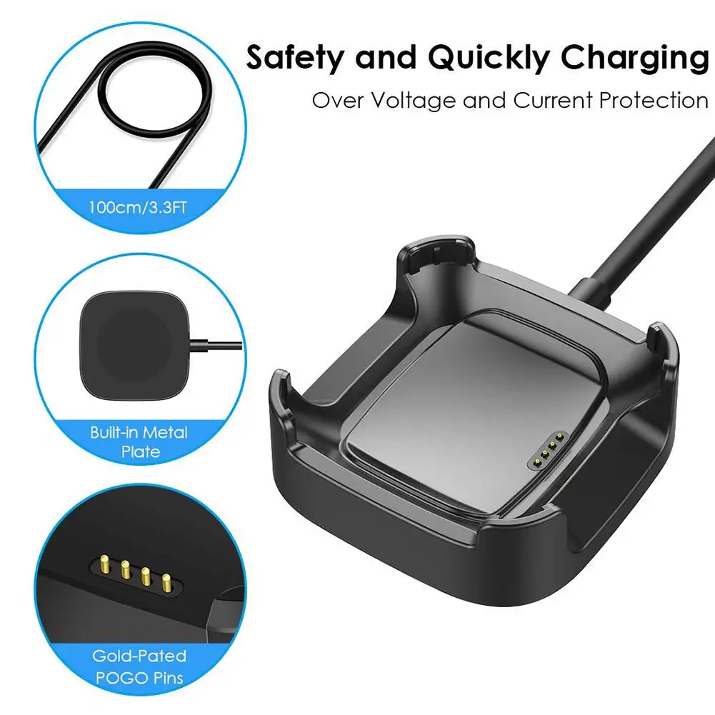 

For Fitbit Versa Smartwatch Charge Stand Dock Replacement Charging Cradle Dock Adapter Holder USB Cable Accessories