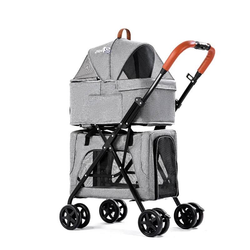 Легкая Складная двухслойная прогулочная коляска для домашних животных Большая