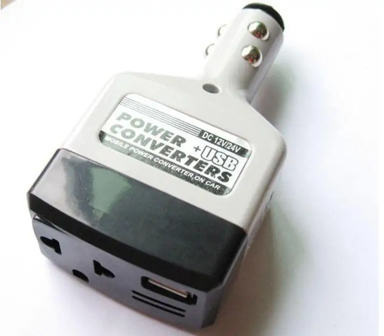 2 в 1 DC 12 V/24 V к переменному току 220V автомобильный Мощность преобразователя адаптер Зарядное устройство розетка для автомобильного прикуривателя Мощность+ USB Зарядное устройство
