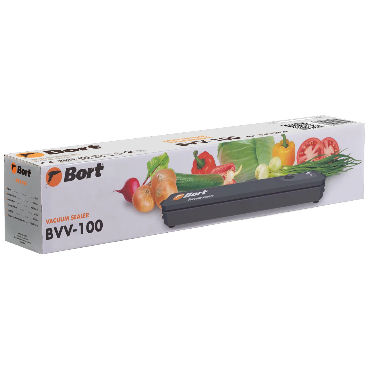 Вакуумный упаковщик BORT BVV-100 ( 90 Вт; 10 л/мин; ширина пакета 27 см)