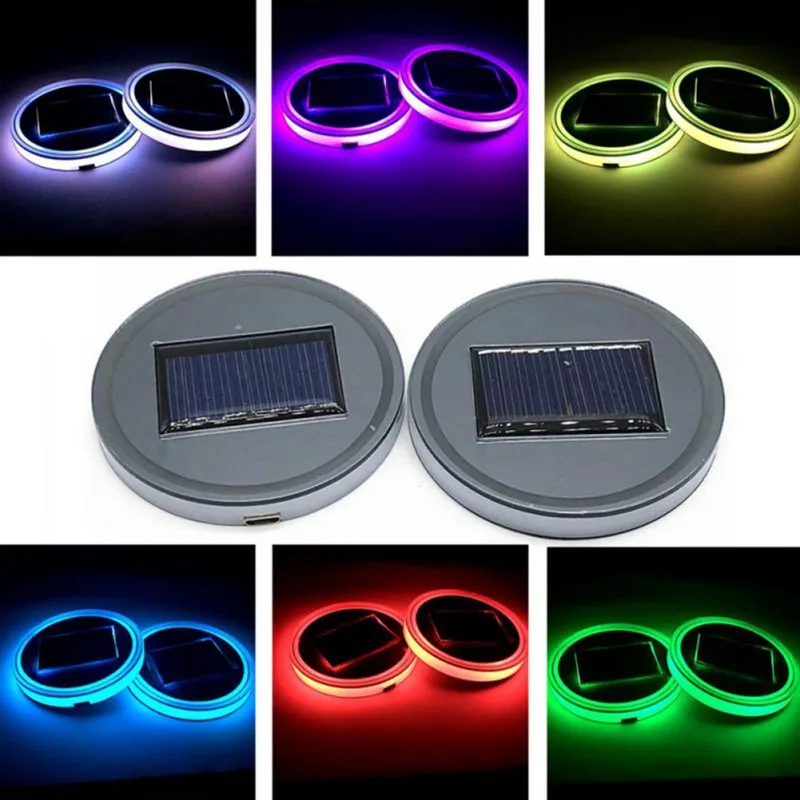 2 шт. автомобильный RGB светодиодный пульт дистанционного управления автомобильный интерьер подстаканник коврик атмосферный свет