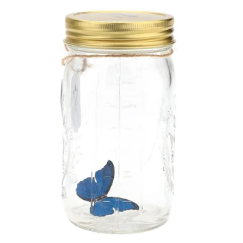 

Romantic Glass LED Lamp Butterfly Jar Valentine Children Gift Decoration Blue