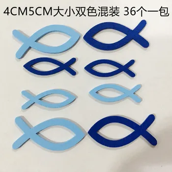 

50mm wooden craft size double color mixed hollow fish DIY children's kindergarten handmade materials