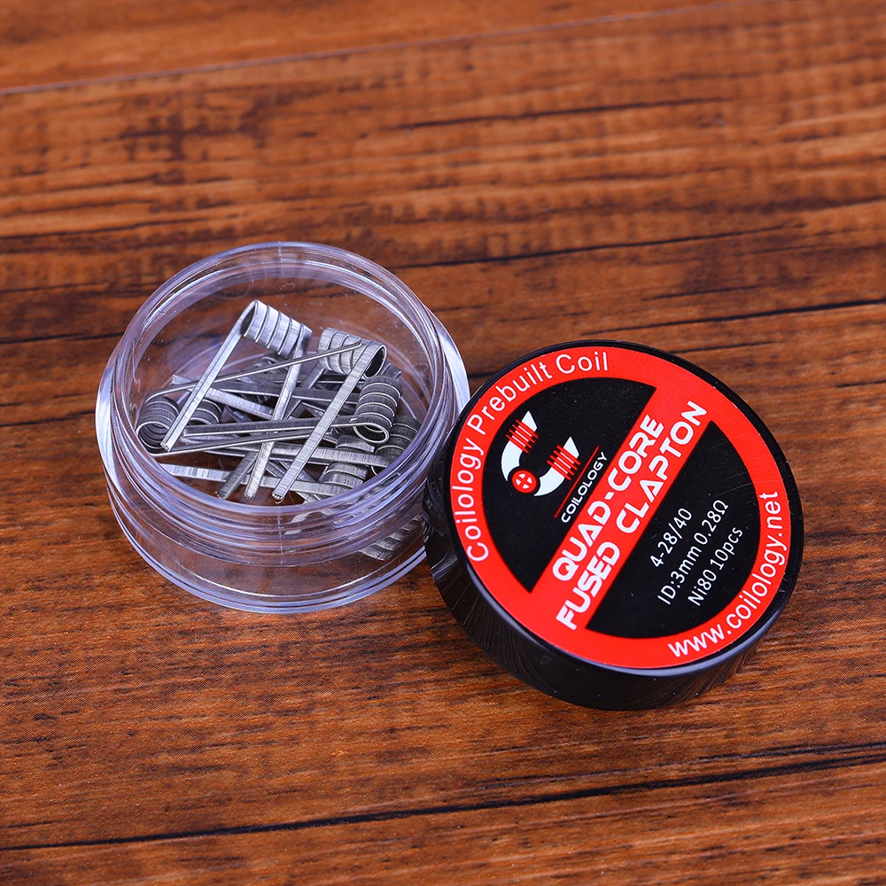 10 шт./упак. Coilology Quad Core Fused Clapton готовая катушка с сопротивлением Ni80 0 28 Ом для