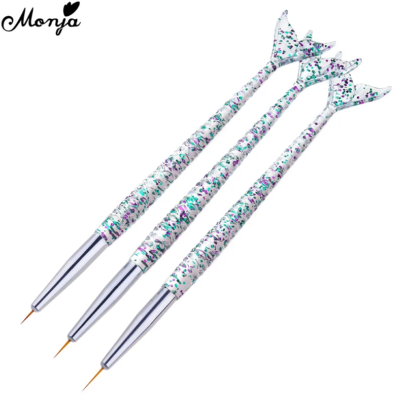 Monja 3 шт./компл. Русалка Ручка Nail Art французский полоса линии лайнер кисть картина чертежная ручка типа сделай себе сам дизайн Маникюрный Инструмент