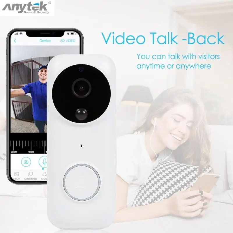 Wireless Doorbell WiFi Video Two-Way Talk Smart Door Bell Security Camera Anytek