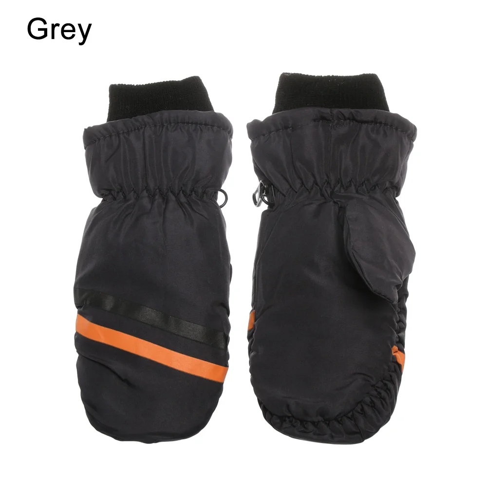 grey 1 пара, детские зимние лыжные перчатки для сноуборда для мальчиков и девочек, детские ветрозащитные водонепроницаемые утепленные варежки, теплые перчатки, зимние - Цвет: grey