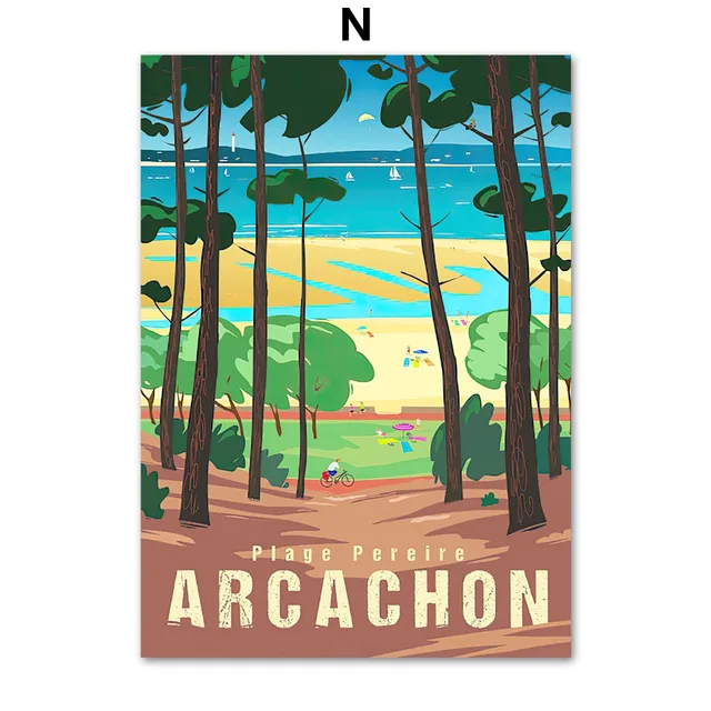 Famous City Retro Travel France Piriac Wall Art Canvas Painting Nordic Posters And Prints Wall Pictures For Living Room Decor N