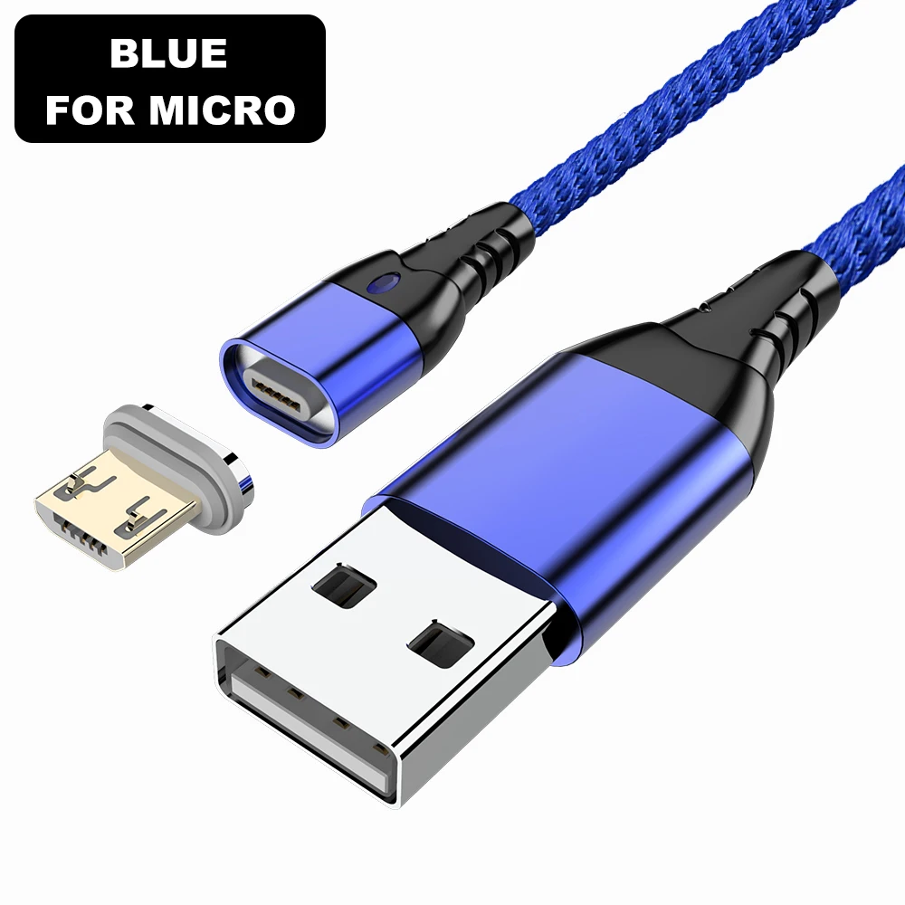 Blue for Micro Магнитный Micro usb кабель Vanniso 3A для быстрой зарядки для смартфонов iphone XS XR, кабель USB type c для samsung s10 s8 Xiaomi K20Pro - Цвет: Blue for Micro