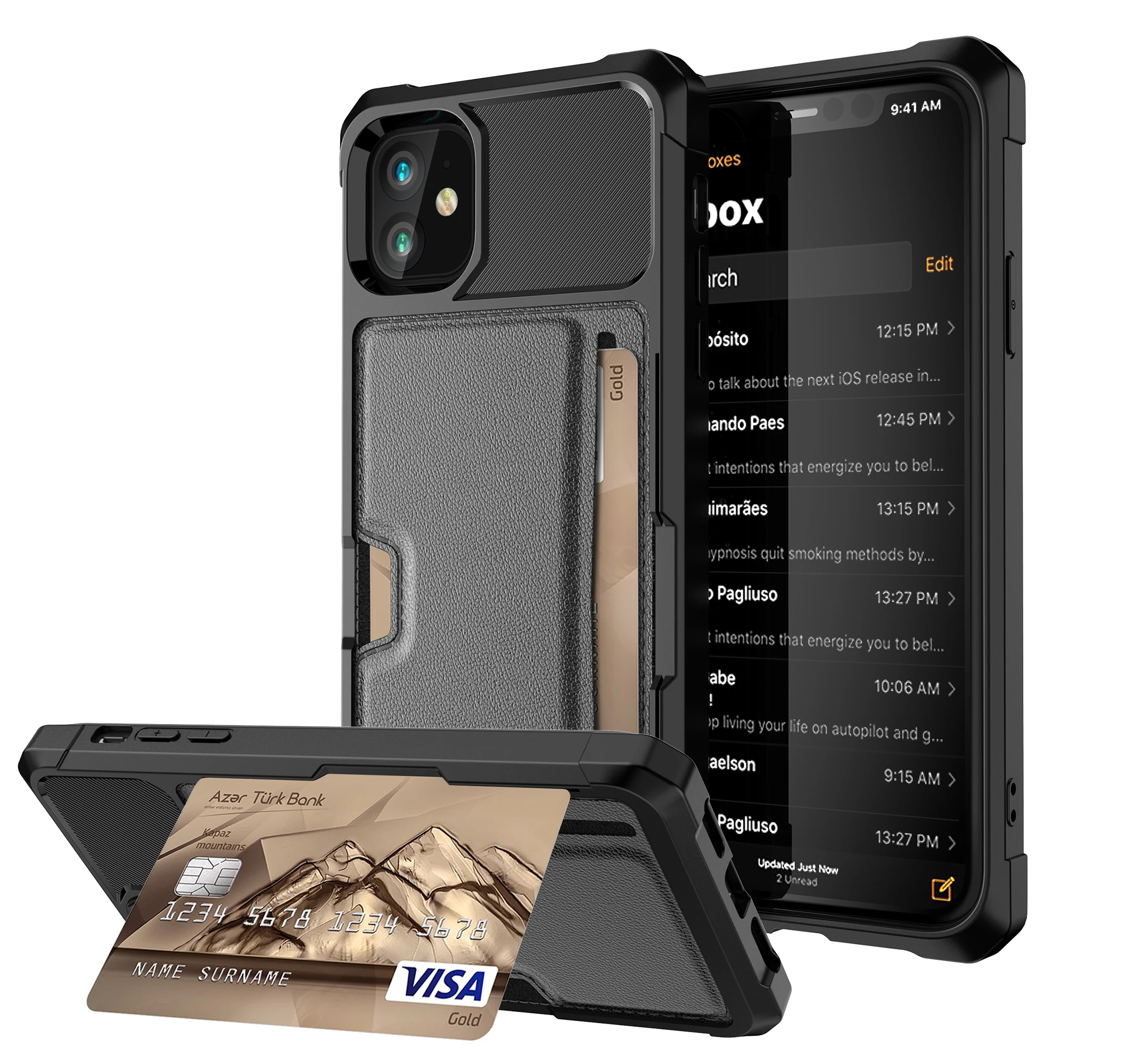 

Case for iPhone 11 Pro Shell Soft TPU with Car Magnetic and Credit Card Slots Kickstand Back Cover for iPhone 11 Pro MAX Case