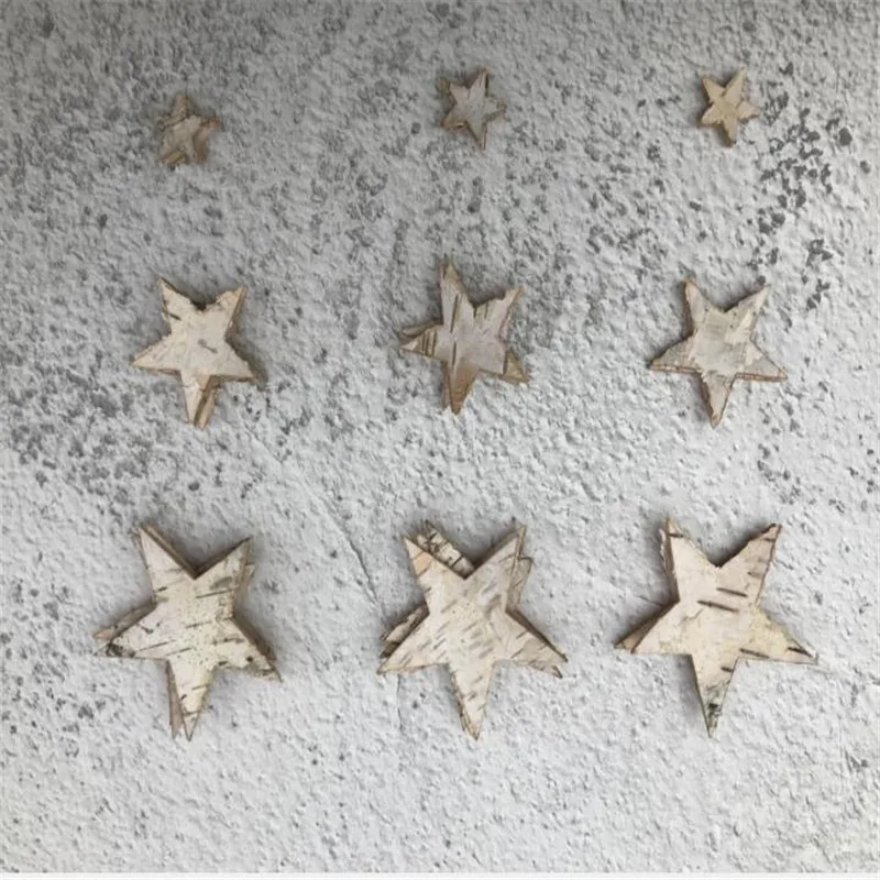 150pcs/Box 2/4/6cm MIX White Birch Bark Star Log Slices Buttons DIY Crafts Rustic Wedding Party Festival Event Table Decorations 150pcs/Box 2/4/6cm MIX White Birch Bark Star Log Slices Buttons DIY Crafts Rustic Wedding Party Festival Event Table Decorations