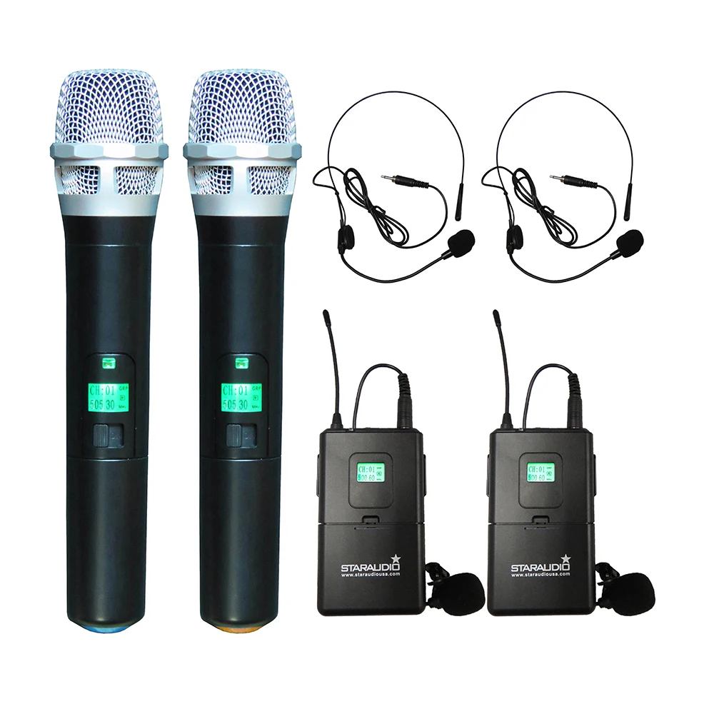 STARAUDIO 4 канала UHF беспроводной микрофон Система 2CH ручной микрофон 2CH гарнитура петличный микрофон Микрофон церковный сценический караоке микрофон SMU-4000AB