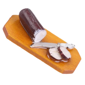 

1:12 Miniature Bread Cutting Board With Knife Dollhouse Kitchen Accessories for Baby Kids DIY Toys One Set